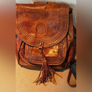 PATRICIA NASH JOVANNA BACKPACK Tooled Leather w/ Tassel Bag Tote Purse Handbag